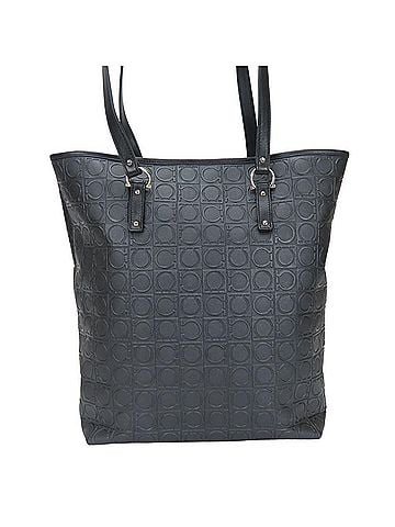 Salvatore Ferragamo Salvatore Ferragamo Gancini Tote Bag AU-21 4909 Black Embossed Leather Women's (view 2)