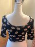 Annabelle Floral Black White Yellow Short Sleeve Blouse Size S - photo 6