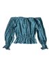 Ulla Johnson 100% Cotton Stripes Teal Long Sleeve Blouse Size 10 - photo 2