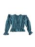 Ulla Johnson 100% Cotton Stripes Teal Long Sleeve Blouse Size 10 - photo 1