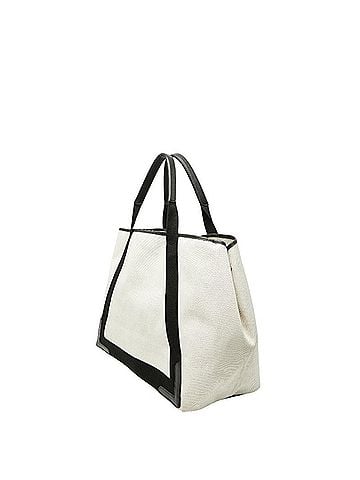 Balenciaga Balenciaga Navy Cabas M Handbag Tote Bag 339936 White Black Canvas Leather Women's BALENCIAGA (view 2)