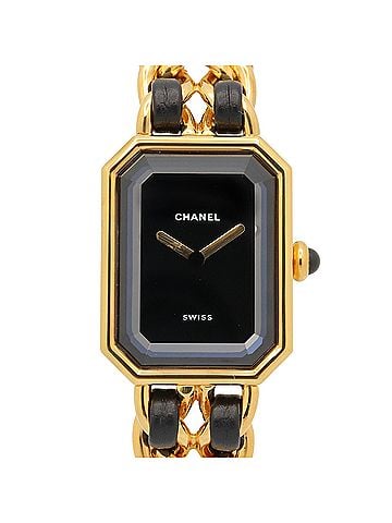 Chanel Chanel CHANEL Première S Watch, Gold Plated (GP), Leather Strap, Women's, Black, H0001 (view 1)