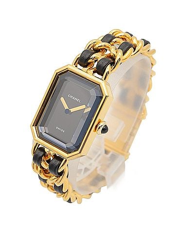 Chanel Chanel CHANEL Première M Watch, Gold Plated Leather, Women's, Black, H0001 (view 2)