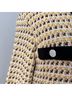 Maje 100% Cotton Tweed Yellow Black Cardigan Size S - photo 6