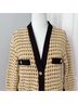 Maje 100% Cotton Tweed Yellow Black Cardigan Size S - photo 9