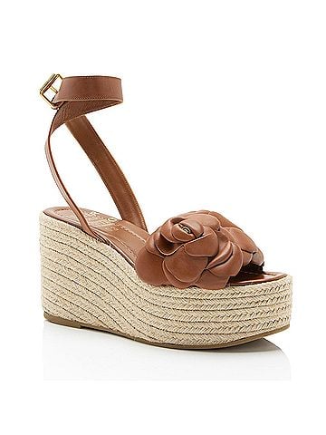 Mario Valentino Valentino Leather Rose Atelier 03 Espadrille Wedges - Size 8.5 / 38.5 (view 1)