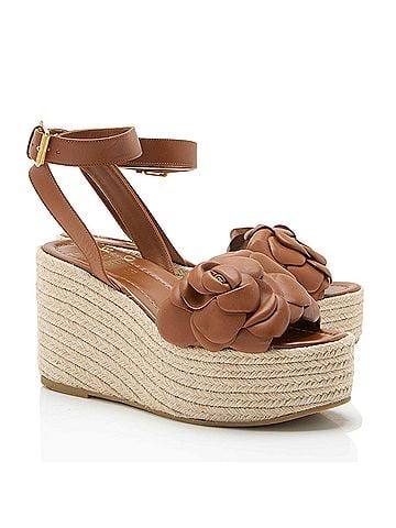 Mario Valentino Valentino Leather Rose Atelier 03 Espadrille Wedges - Size 8.5 / 38.5 (view 2)