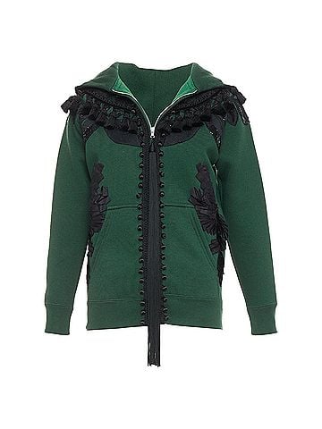 Marc Jacobs rare MARC JACOBS 2016 green tencel cashmere tassel floral embroidery hoodie XS (view 1)