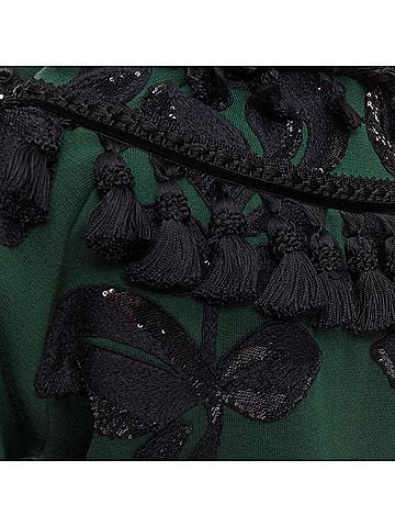 Marc Jacobs rare MARC JACOBS 2016 green tencel cashmere tassel floral embroidery hoodie XS (view 2)