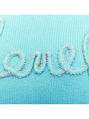 Chanel CHANEL 2020 100% cashmere cyan blue CC cursive logo cropped sweater¬† FR36 S (view 2)