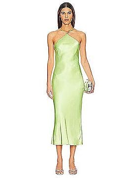 white christmas dresses DODO BAR OR CUTOUT PRINTED SATIN JERSEY MIDI DRESS MEDIUM main image 0