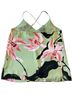 Express 100% Polyester 100% Recycled Polyester Floral Green Pink Black Sleeveless Top Size 8 - photo 2