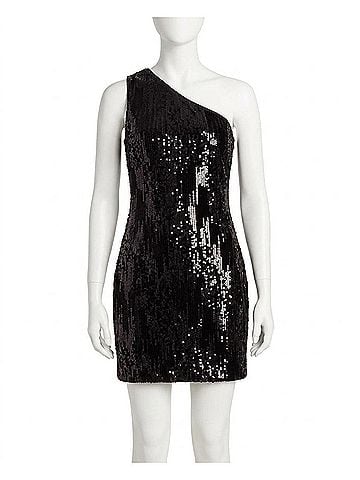 Nicole Miller Sequin One Shoulder Selina Dress in Black Sequins (view 1)