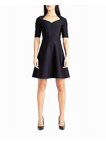 Nicole Miller Alice Short Sleeve A-Line Dress in Very Black (view 2)