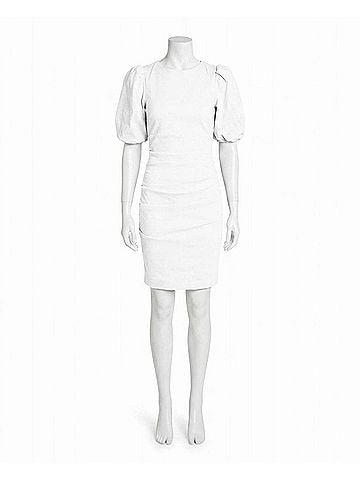 Nicole Miller Stretch Puff Sleeve Lauren Dress in White (view 1)