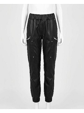 Nicole Miller Leather Space Jogger in Black (view 1)