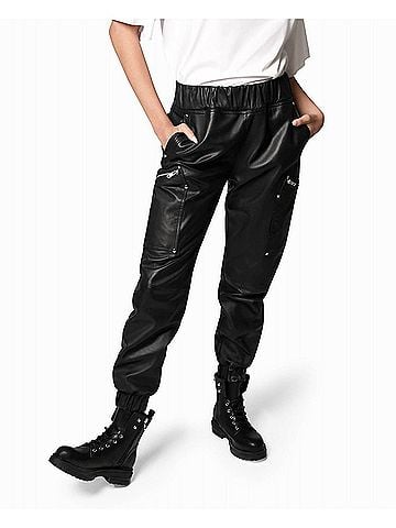 Nicole Miller Leather Space Jogger in Black (view 2)
