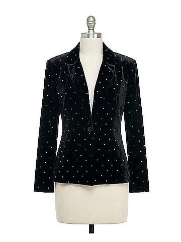 Nicole Miller Estella Velvet Blazer in Very Black And Silver (view 1)