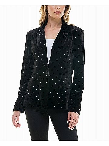 Nicole Miller Estella Velvet Blazer in Very Black And Silver (view 2)