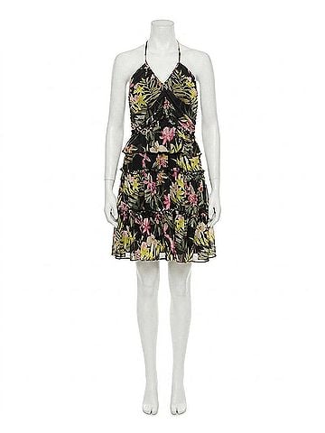 Nicole Miller Presley Chiffon Tiered Halter Dress in Black Beauty (view 1)