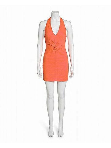 Nicole Miller Cotton Metal Twist Front Dress in Coral (view 1)