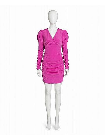 Nicole Miller Stretch Silk Long Sleeve Mini Dress in Pink (view 1)