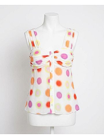 Nicole Miller Radiant Aura Silk Top in White Aura Dot (view 1)