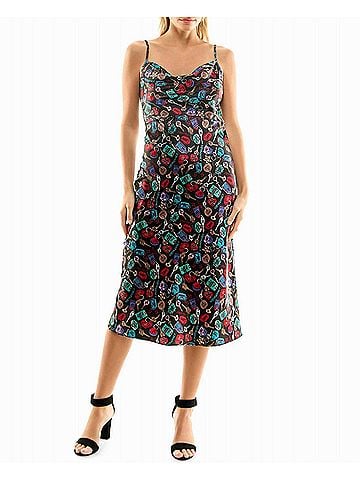 Nicole Miller Gabriella Satin Midi Slip Dress in Keys (view 2)