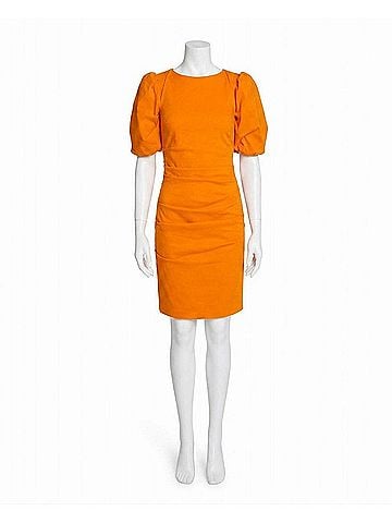 Nicole Miller Stretch Puff Sleeve Lauren Dress in Tangerine (view 1)