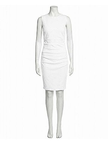 Nicole Miller Stretch Lauren Sheath Dress in White (view 1)