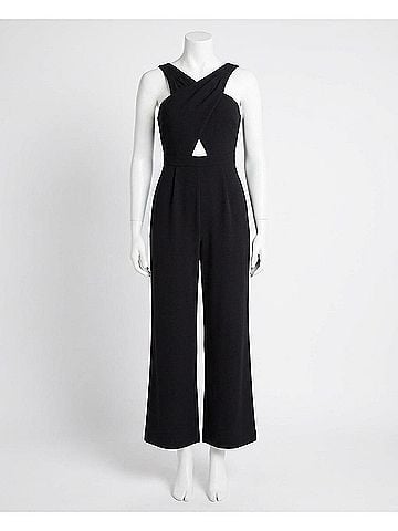 Nicole Miller Charli Stretch Crepe Halter Neck Jumpsuit in Very Black (view 1)