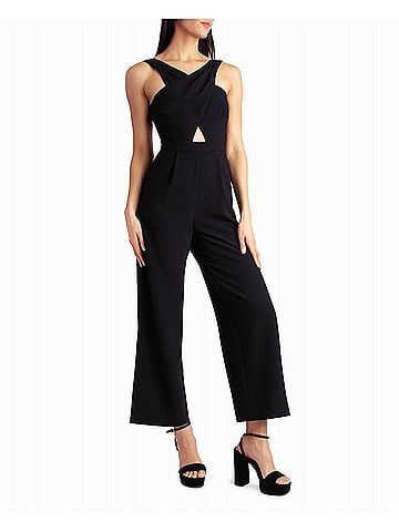 Nicole Miller Charli Stretch Crepe Halter Neck Jumpsuit in Very Black (view 2)