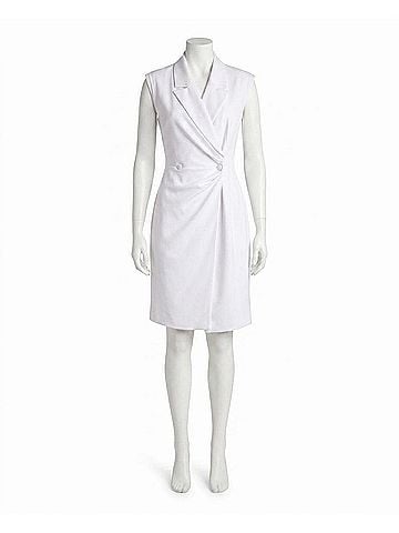 Nicole Miller Vivienne Crepe Sleeveless Coat Dress in Brilliant White (view 1)