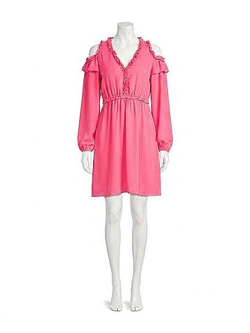 Nicole Miller Addison Chiffon A-Line Dress in Camellia Rose (view 1)