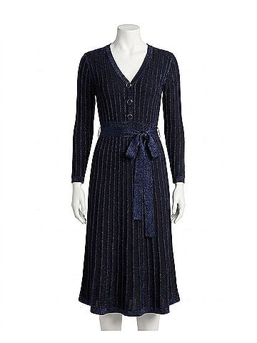 Nicole Miller Knit Fit And Flare Valentina Dress in Blue Lurex (view 1)