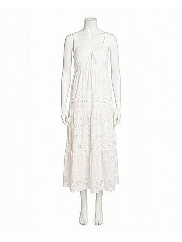 Nicole Miller Embellished Eyelet Maxi Dress in White (view 1)