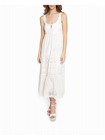 Nicole Miller Embellished Eyelet Maxi Dress in White (view 2)