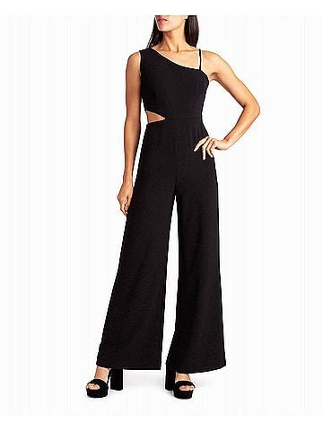 Nicole Miller One Shoulder Montana Jumpsuit in Very Black (view 2)