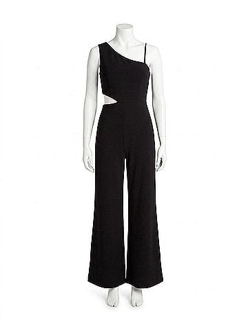 Nicole Miller One Shoulder Montana Jumpsuit in Very Black (view 1)