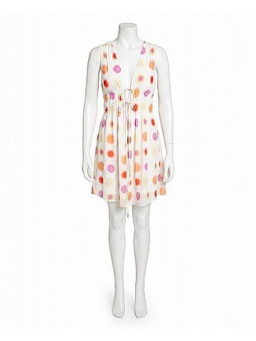 Nicole Miller Radiant Aura Silk Mini Dress in White Aura Dot (view 1)