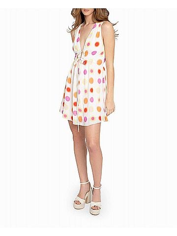 Nicole Miller Radiant Aura Silk Mini Dress in White Aura Dot (view 2)