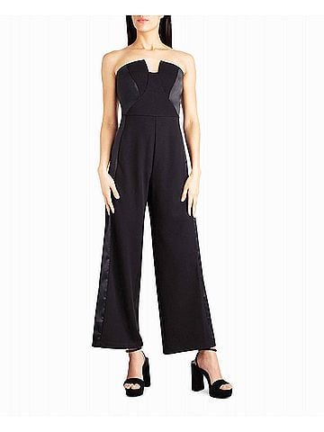Nicole Miller Jasmine Crepe Tuxedo Jumpsuit in Very Black (view 2)