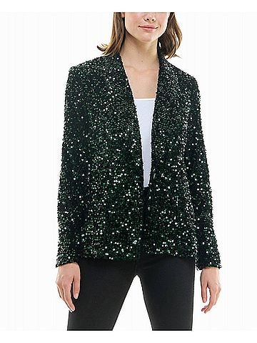 Nicole Miller Dani Velvet Sequin Jacket in Emerald (view 2)