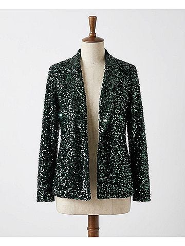 Nicole Miller Dani Velvet Sequin Jacket in Emerald (view 1)