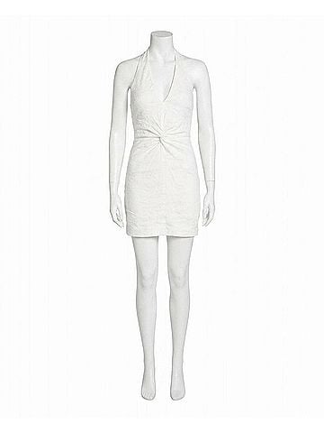 Nicole Miller Cotton Metal Twist Front Dress in White (view 1)