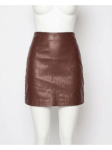 Nicole Miller Leather Mini Skirt in Brown (view 1)