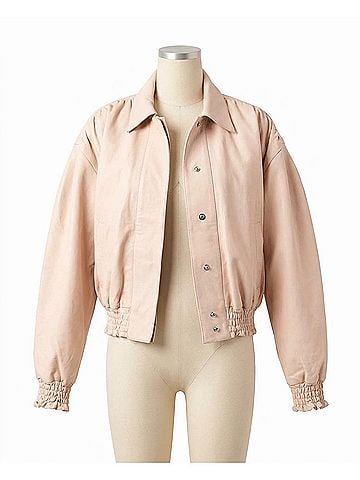 Nicole Miller Collared Leather Jacket in Blush (view 1)