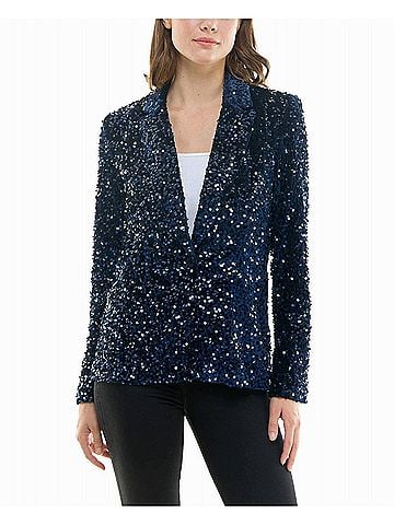 Nicole Miller Dani Velvet Sequin Jacket in Navy (view 2)