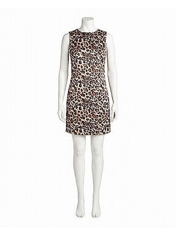 Nicole Miller Jacque Satin Sleeveless Shift Dress in Leopard (view 1)