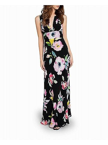 Nicole Miller Silk Plunge Open Back Gown in La Fleur (view 2)